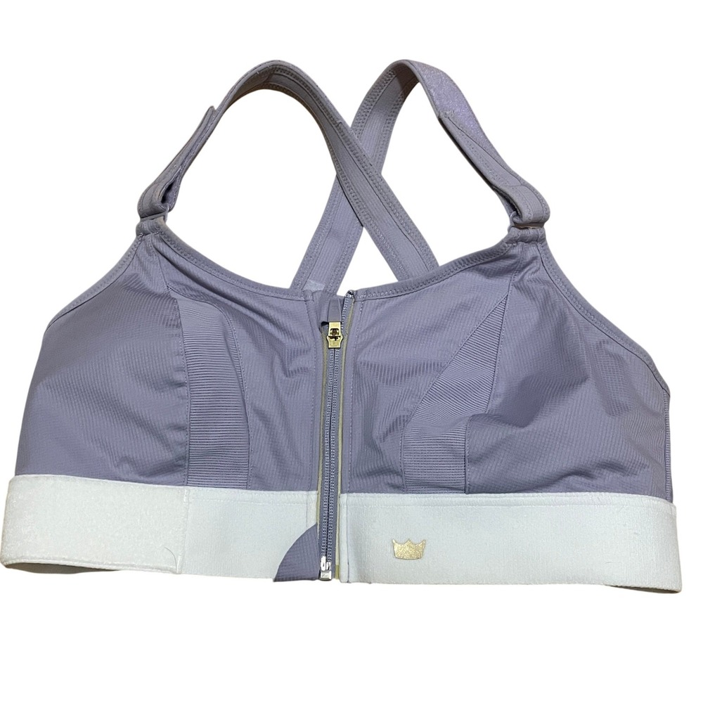 SHEFIT Ultimate Sports Bra Size Luxe 1 Lavender White High Impact Front Zip Gym